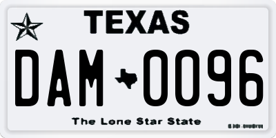 TX license plate DAM0096