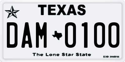 TX license plate DAM0100