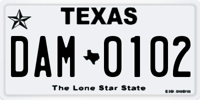 TX license plate DAM0102