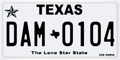 TX license plate DAM0104