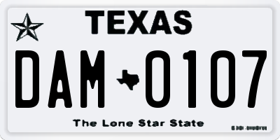 TX license plate DAM0107