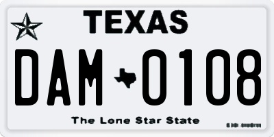 TX license plate DAM0108