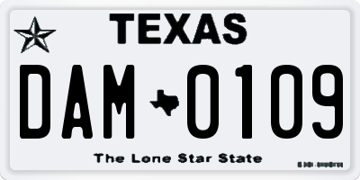 TX license plate DAM0109