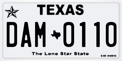 TX license plate DAM0110