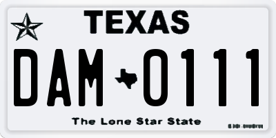 TX license plate DAM0111
