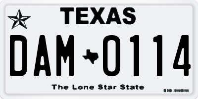 TX license plate DAM0114