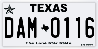 TX license plate DAM0116