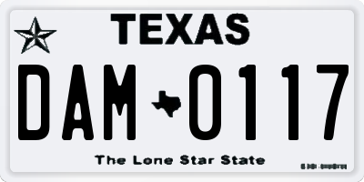 TX license plate DAM0117