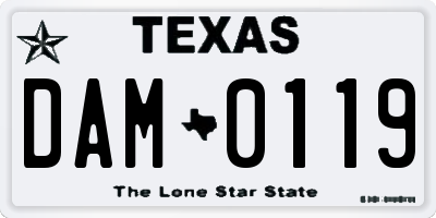 TX license plate DAM0119