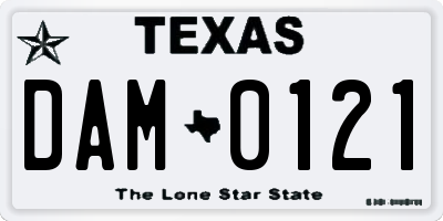 TX license plate DAM0121