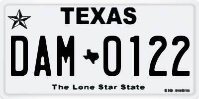 TX license plate DAM0122