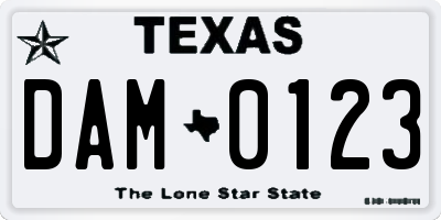 TX license plate DAM0123