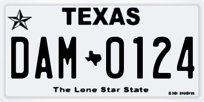 TX license plate DAM0124