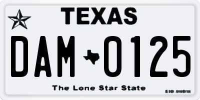 TX license plate DAM0125