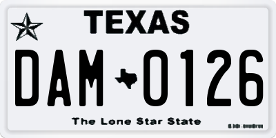 TX license plate DAM0126