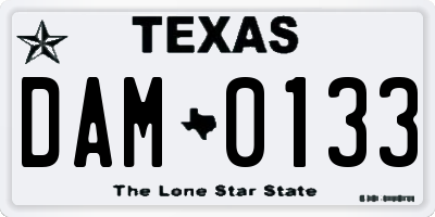 TX license plate DAM0133