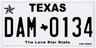 TX license plate DAM0134