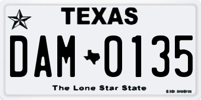 TX license plate DAM0135