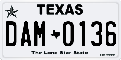 TX license plate DAM0136