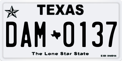 TX license plate DAM0137