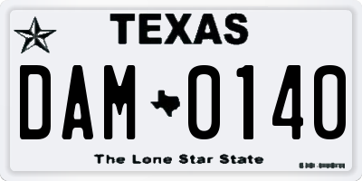 TX license plate DAM0140