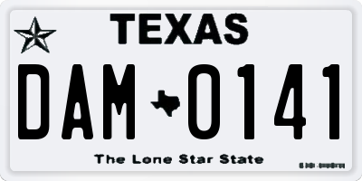 TX license plate DAM0141