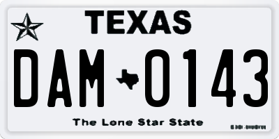 TX license plate DAM0143