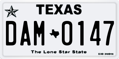 TX license plate DAM0147