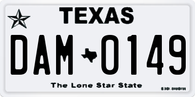 TX license plate DAM0149