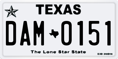 TX license plate DAM0151