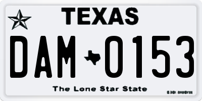 TX license plate DAM0153