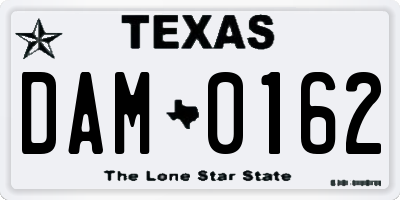 TX license plate DAM0162