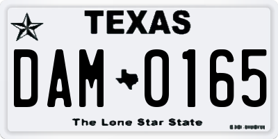 TX license plate DAM0165