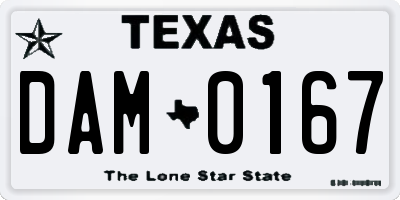 TX license plate DAM0167