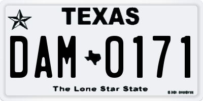TX license plate DAM0171