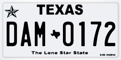 TX license plate DAM0172