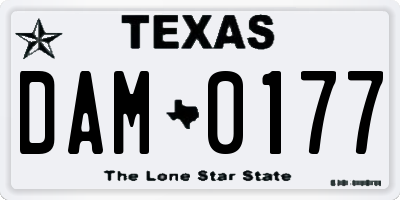 TX license plate DAM0177
