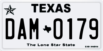 TX license plate DAM0179