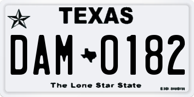 TX license plate DAM0182