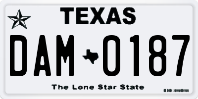 TX license plate DAM0187