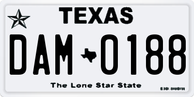 TX license plate DAM0188