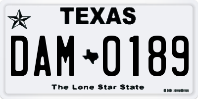 TX license plate DAM0189