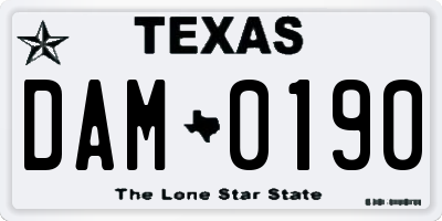 TX license plate DAM0190