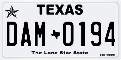 TX license plate DAM0194