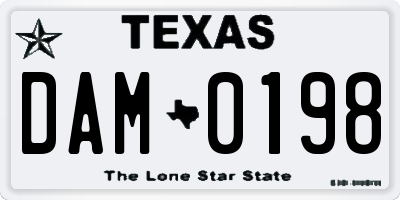 TX license plate DAM0198