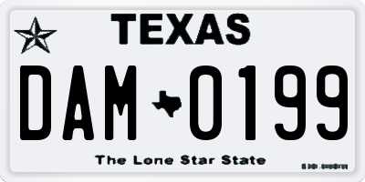 TX license plate DAM0199