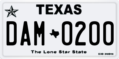 TX license plate DAM0200
