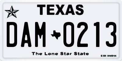 TX license plate DAM0213