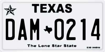 TX license plate DAM0214