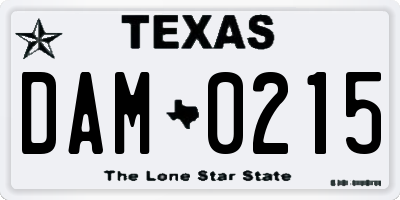 TX license plate DAM0215